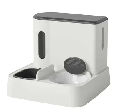 This Automatic Cat Feeder &amp; Water Dispenser features a dual-bowl design, offering a convenient and hygienic way to ensure your furry friend stays well-fed and hydrated.