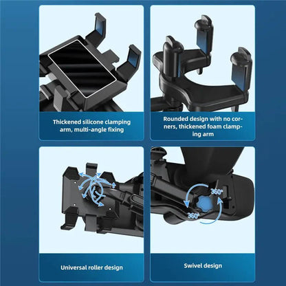 

The 360° Car Rear View Mirror Phone Holder is a versatile and practical accessory designed to keep your smartphone secure and accessible while driving. Featuring a 360-degree adjustable rotation, it allows you to position your phone at the perfect angle for navigation, hands-free calls, or music control. The sturdy clamp attaches easily to your rearview mirror, ensuring stability even on bumpy roads. Compatible with a wide range of smartphones, this holder is ideal for drivers looking to enhance safety.