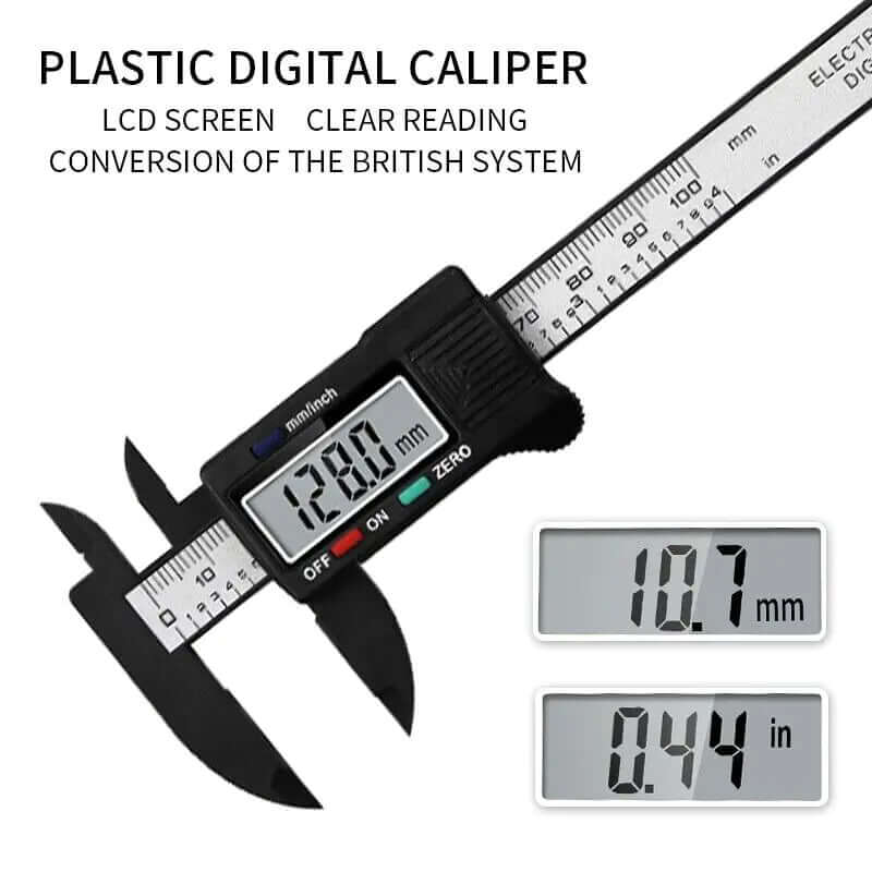 The 6&quot; 150mm Digital Caliper Micrometer is a precision measuring tool designed for accuracy and ease of use. Featuring a clear LCD display, it provides quick and accurate readings in metric or imperial units. This vernier electronic caliper is perfect for measuring inside, outside, depth, and step dimensions, making it ideal for professionals and DIY enthusiasts in engineering, woodworking, and metalworking. Made from durable materials, it ensures long-lasting performance and reliability. 