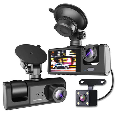 Caméra de tableau de bord à double objectif HD 1080P pour voiture, enregistreur vidéo avant/arrière/intérieur, capteur G 