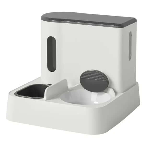This Automatic Cat Feeder &amp; Water Dispenser features a dual-bowl design, offering a convenient and hygienic way to ensure your furry friend stays well-fed and hydrated.