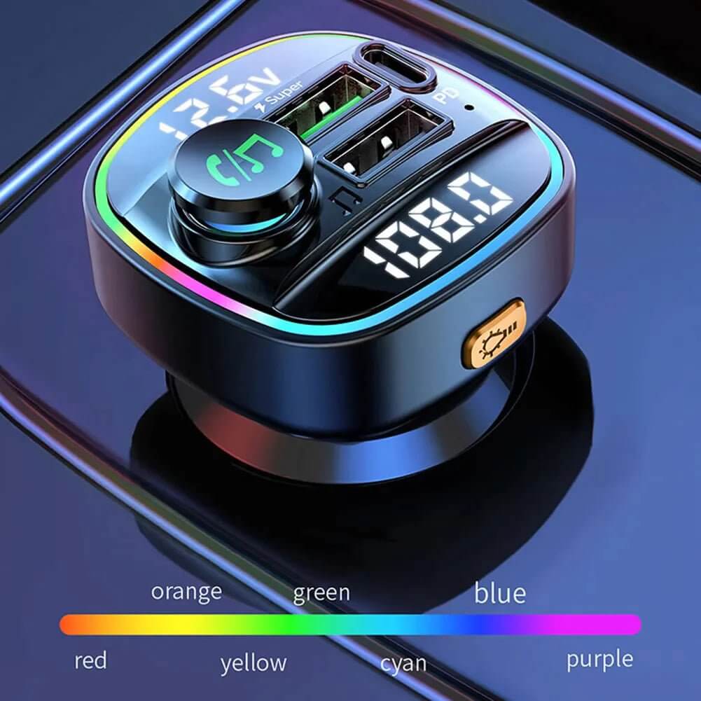 Adaptateur transmetteur FM sans fil Bluetooth 5.0 pour voiture Chargeur USB PD AUX mains libres 