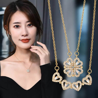 Collier en acier titane avec trèfle à quatre feuilles