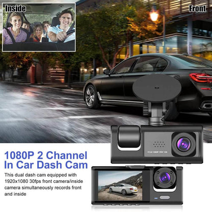 Caméra de tableau de bord à double objectif HD 1080P pour voiture, enregistreur vidéo avant/arrière/intérieur, capteur G 