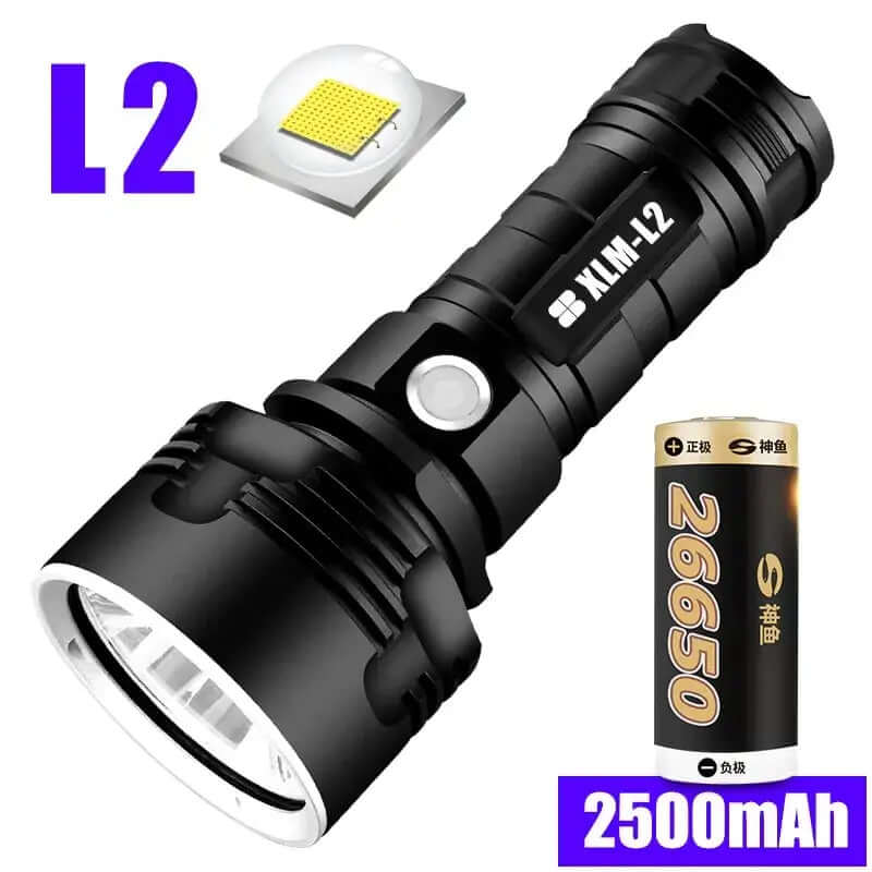 Linterna LED ultra potente: recargable por USB, resistente al agua, linterna