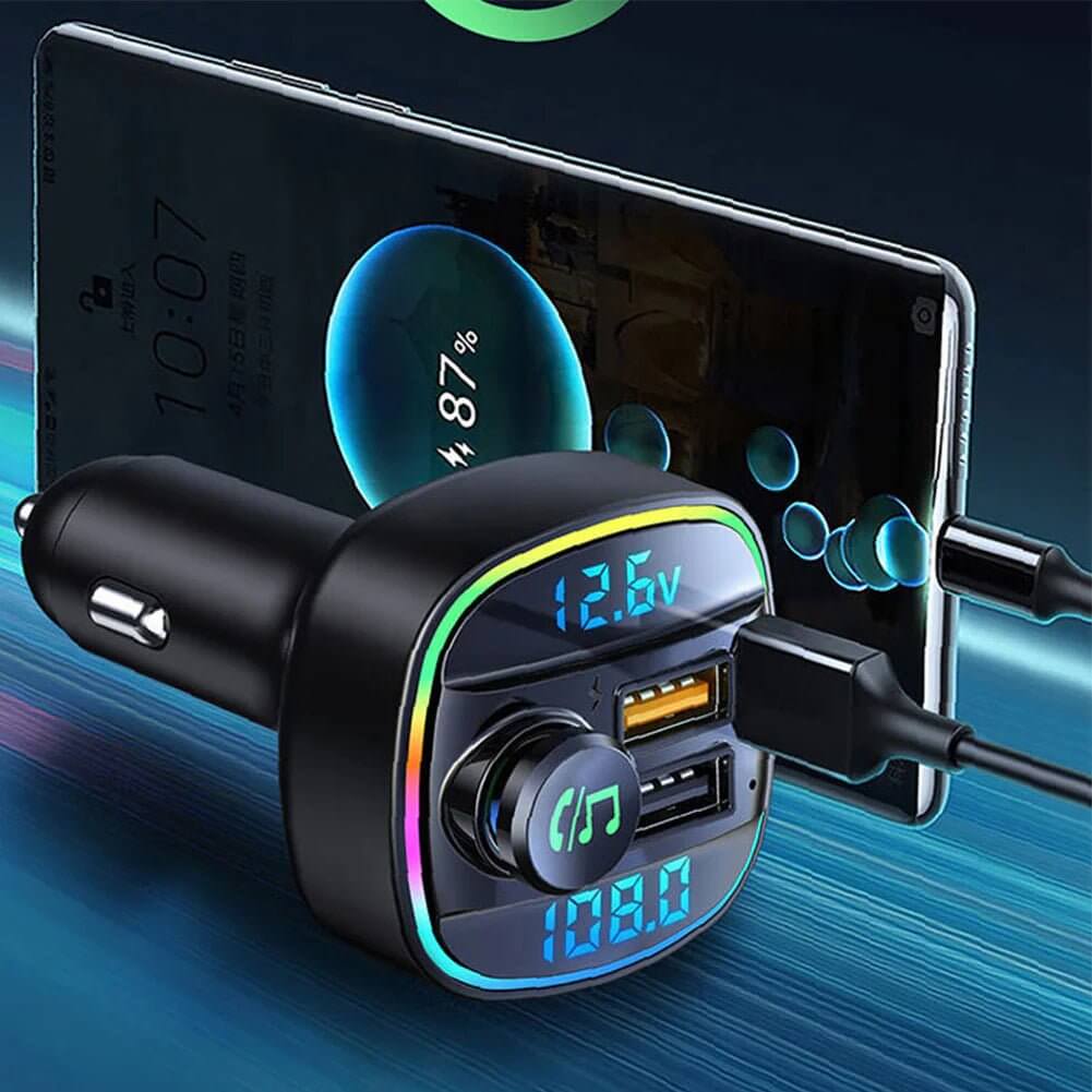 Adaptateur transmetteur FM sans fil Bluetooth 5.0 pour voiture Chargeur USB PD AUX mains libres 