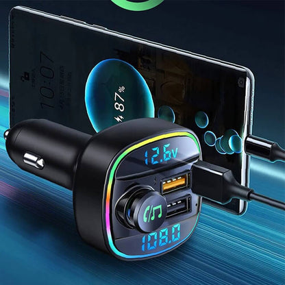Adaptateur transmetteur FM sans fil Bluetooth 5.0 pour voiture Chargeur USB PD AUX mains libres 