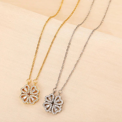 Collier en acier titane avec trèfle à quatre feuilles