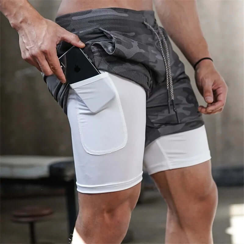 Short de sport 2 en 1 pour homme