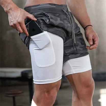 Short de sport 2 en 1 pour homme
