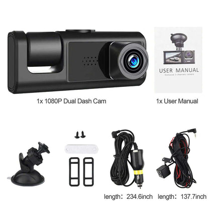 Caméra de tableau de bord à double objectif HD 1080P pour voiture, enregistreur vidéo avant/arrière/intérieur, capteur G 