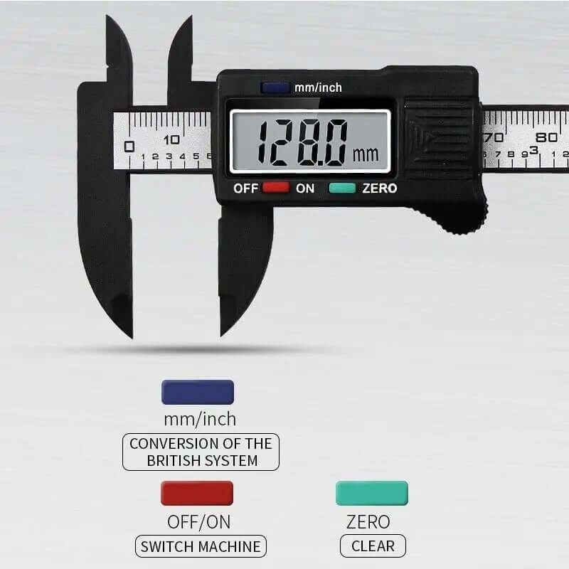 The 6&quot; 150mm Digital Caliper Micrometer is a precision measuring tool designed for accuracy and ease of use. Featuring a clear LCD display, it provides quick and accurate readings in metric or imperial units. This vernier electronic caliper is perfect for measuring inside, outside, depth, and step dimensions, making it ideal for professionals and DIY enthusiasts in engineering, woodworking, and metalworking. Made from durable materials, it ensures long-lasting performance and reliability. 