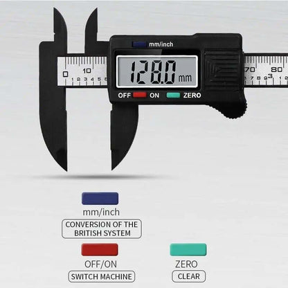 The 6&quot; 150mm Digital Caliper Micrometer is a precision measuring tool designed for accuracy and ease of use. Featuring a clear LCD display, it provides quick and accurate readings in metric or imperial units. This vernier electronic caliper is perfect for measuring inside, outside, depth, and step dimensions, making it ideal for professionals and DIY enthusiasts in engineering, woodworking, and metalworking. Made from durable materials, it ensures long-lasting performance and reliability. 