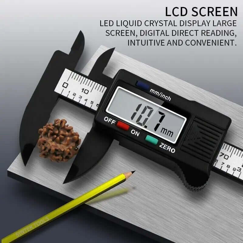 The 6&quot; 150mm Digital Caliper Micrometer is a precision measuring tool designed for accuracy and ease of use. Featuring a clear LCD display, it provides quick and accurate readings in metric or imperial units. This vernier electronic caliper is perfect for measuring inside, outside, depth, and step dimensions, making it ideal for professionals and DIY enthusiasts in engineering, woodworking, and metalworking. Made from durable materials, it ensures long-lasting performance and reliability. 
