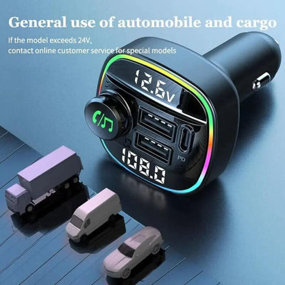 Adaptateur transmetteur FM sans fil Bluetooth 5.0 pour voiture Chargeur USB PD AUX mains libres 