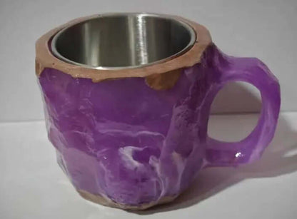 Tazas de café de cristal mineral de resina de 400 ml con asas, elegantes tazas de cristal mineral falso para el lugar de trabajo, decoración del hogar, regalo de Navidad, aparatos de cocina