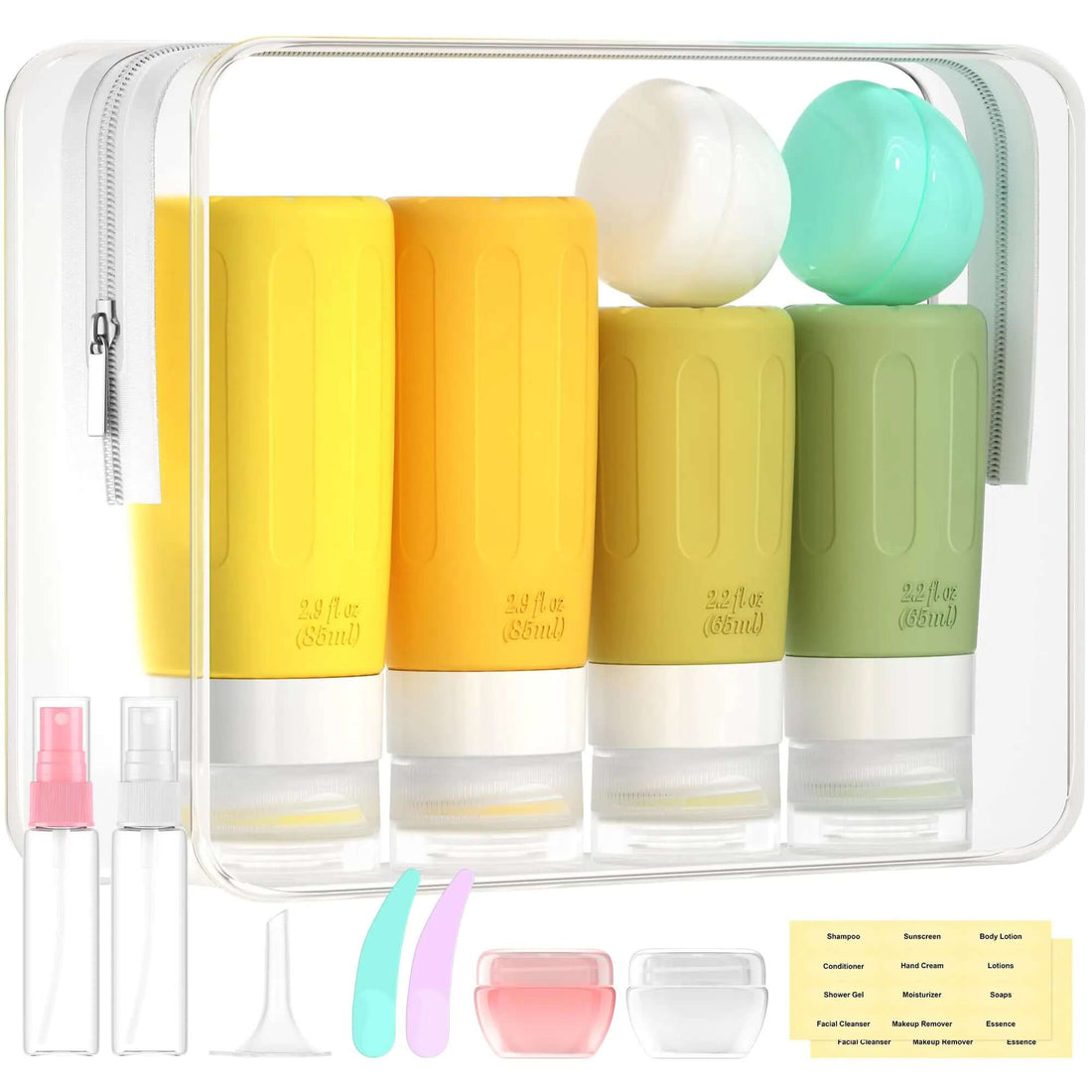 Lot de 16 flacons de voyage pour produits de toilette Morfone (jaune)