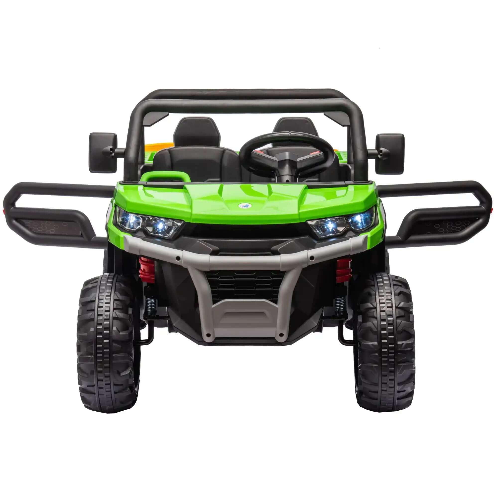 UTV 24 V 2 places avec 2 moteurs 200 W, benne basculante, pelle, télécommande parentale, pneus antidérapants. Camion électrique parfait pour les garçons et les filles !