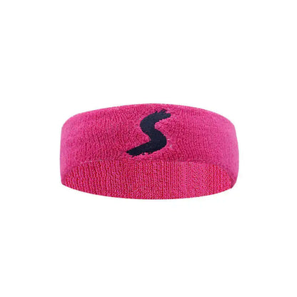Bright pink fitness headband designed for sports, offering non-slip comfort during workouts and outdoor activities.