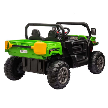 UTV 24 V 2 places avec 2 moteurs 200 W, benne basculante, pelle, télécommande parentale, pneus antidérapants. Camion électrique parfait pour les garçons et les filles !