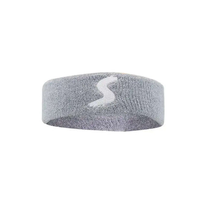 Fitness headband in gray, designed for sports and health; sweat-absorbent, lightweight, and non-slip for workouts.