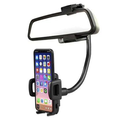 Soporte universal para espejo retrovisor de coche de 360° con soporte para teléfono móvil y GPS