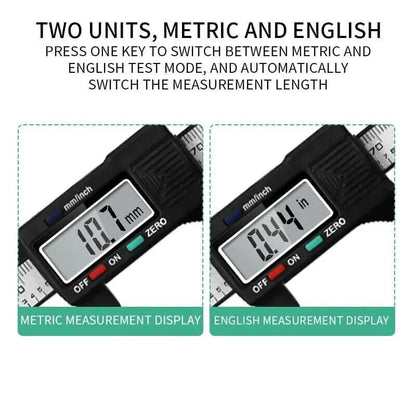 The 6&quot; 150mm Digital Caliper Micrometer is a precision measuring tool designed for accuracy and ease of use. Featuring a clear LCD display, it provides quick and accurate readings in metric or imperial units. This vernier electronic caliper is perfect for measuring inside, outside, depth, and step dimensions, making it ideal for professionals and DIY enthusiasts in engineering, woodworking, and metalworking. Made from durable materials, it ensures long-lasting performance and reliability. 