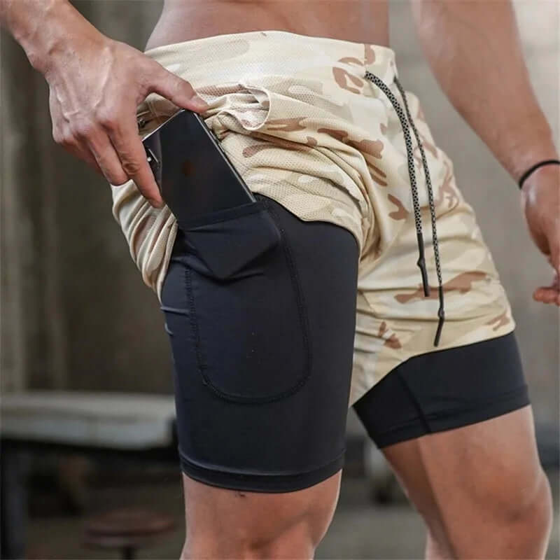 Short de sport 2 en 1 pour homme