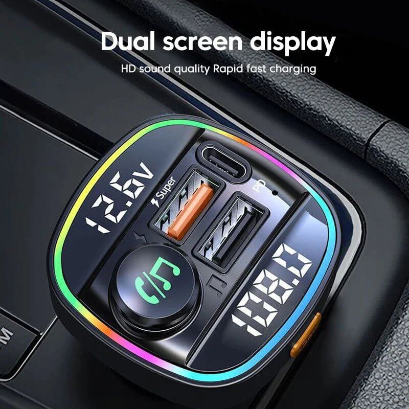 Adaptateur transmetteur FM sans fil Bluetooth 5.0 pour voiture Chargeur USB PD AUX mains libres 