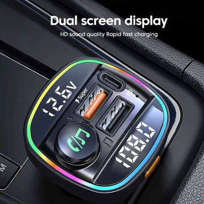 Adaptateur transmetteur FM sans fil Bluetooth 5.0 pour voiture Chargeur USB PD AUX mains libres 