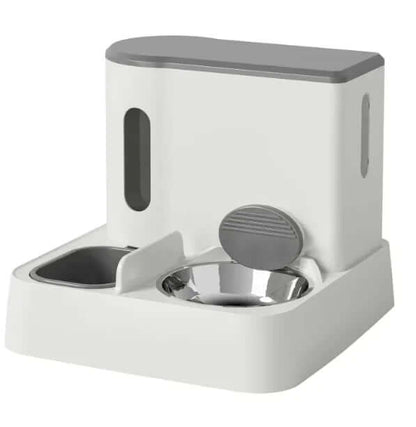 This Automatic Cat Feeder &amp; Water Dispenser features a dual-bowl design, offering a convenient and hygienic way to ensure your furry friend stays well-fed and hydrated.