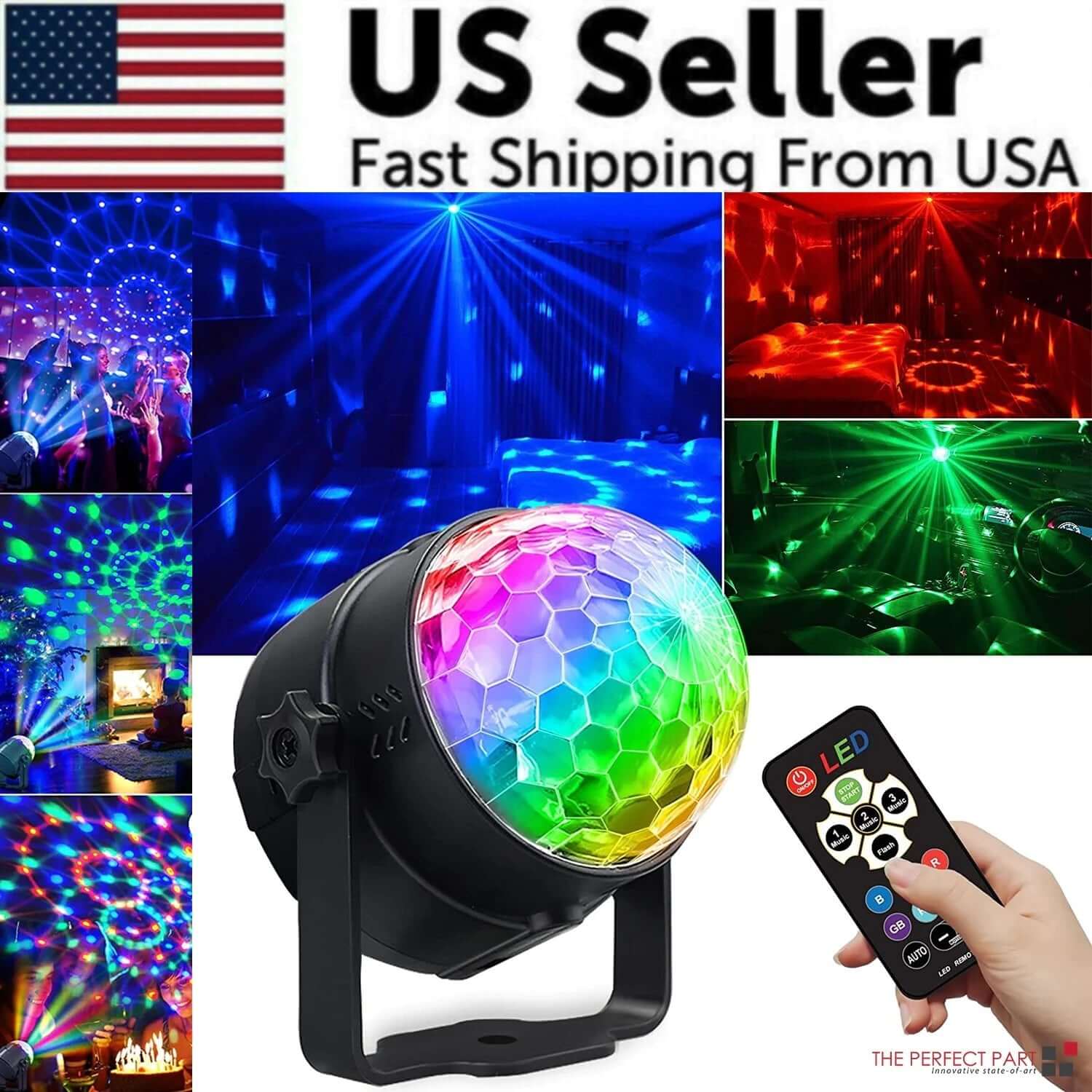 Lumières de fête disco stroboscopiques LED DJ Ball Ampoule activée par le son Lampe de danse Décoration 