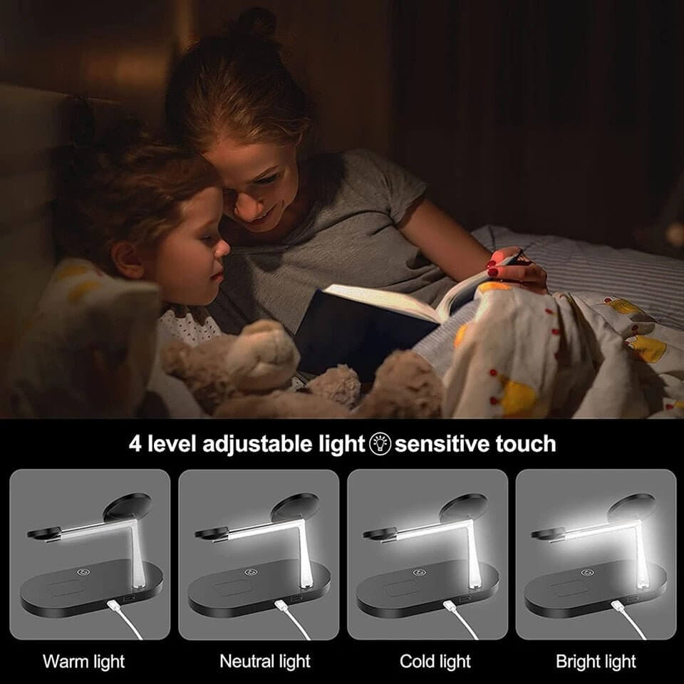 The 3-in-1 Wireless MagSafe Charger Stand is a sleek and versatile charging solution designed to power your devices efficiently. With dedicated spaces for your iPhone (MagSafe compatible), Apple Watch, and AirPods, it keeps your essentials organized and fully charged. The stand offers fast wireless charging with a compact, modern design that complements any space.