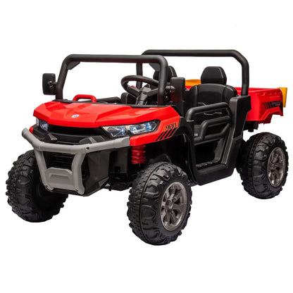 UTV 24 V 2 places avec 2 moteurs 200 W, benne basculante, pelle, télécommande parentale, pneus antidérapants. Camion électrique parfait pour les garçons et les filles !