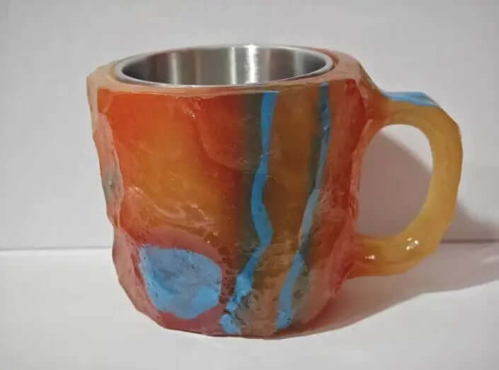 Tazas de café de cristal mineral de resina de 400 ml con asas, elegantes tazas de cristal mineral falso para el lugar de trabajo, decoración del hogar, regalo de Navidad, aparatos de cocina