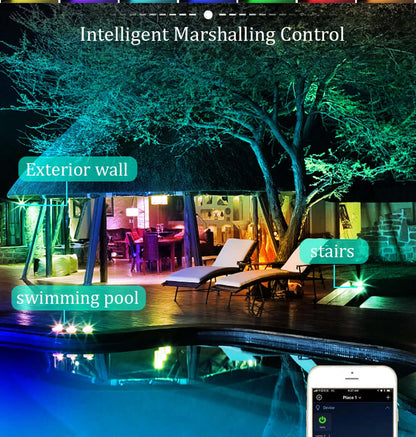 Projecteur intelligent WiFi étanche pour cour extérieure
