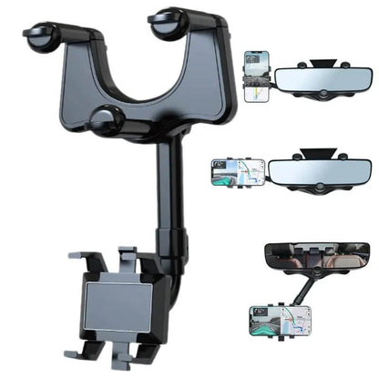 

The 360° Car Rear View Mirror Phone Holder is a versatile and practical accessory designed to keep your smartphone secure and accessible while driving. Featuring a 360-degree adjustable rotation, it allows you to position your phone at the perfect angle for navigation, hands-free calls, or music control. The sturdy clamp attaches easily to your rearview mirror, ensuring stability even on bumpy roads. Compatible with a wide range of smartphones, this holder is ideal for drivers looking to enhance safety.