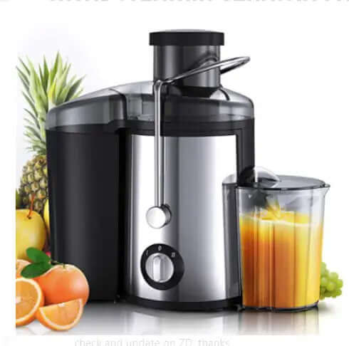 Press Juicer Machine with orange juice, perfect extractor for fruits and vegetables, portable cup included.