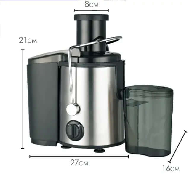 Press Juicer Machine with 800W motor for efficient juice extraction of fruits and vegetables, including orange-carotte.