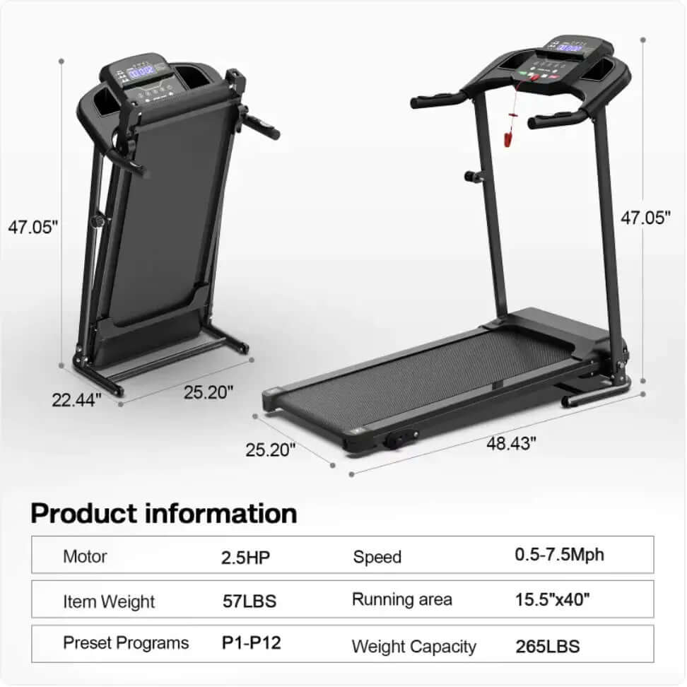 Folding Treadmill with Pulse Sensor – Space-Saving Fitness Solution