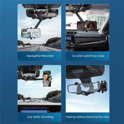 

The 360° Car Rear View Mirror Phone Holder is a versatile and practical accessory designed to keep your smartphone secure and accessible while driving. Featuring a 360-degree adjustable rotation, it allows you to position your phone at the perfect angle for navigation, hands-free calls, or music control. The sturdy clamp attaches easily to your rearview mirror, ensuring stability even on bumpy roads. Compatible with a wide range of smartphones, this holder is ideal for drivers looking to enhance safety.