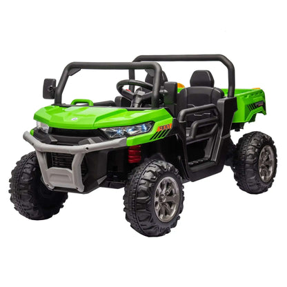 UTV 24 V 2 places avec 2 moteurs 200 W, benne basculante, pelle, télécommande parentale, pneus antidérapants. Camion électrique parfait pour les garçons et les filles !