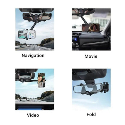 

The 360° Car Rear View Mirror Phone Holder is a versatile and practical accessory designed to keep your smartphone secure and accessible while driving. Featuring a 360-degree adjustable rotation, it allows you to position your phone at the perfect angle for navigation, hands-free calls, or music control. The sturdy clamp attaches easily to your rearview mirror, ensuring stability even on bumpy roads. Compatible with a wide range of smartphones, this holder is ideal for drivers looking to enhance safety.