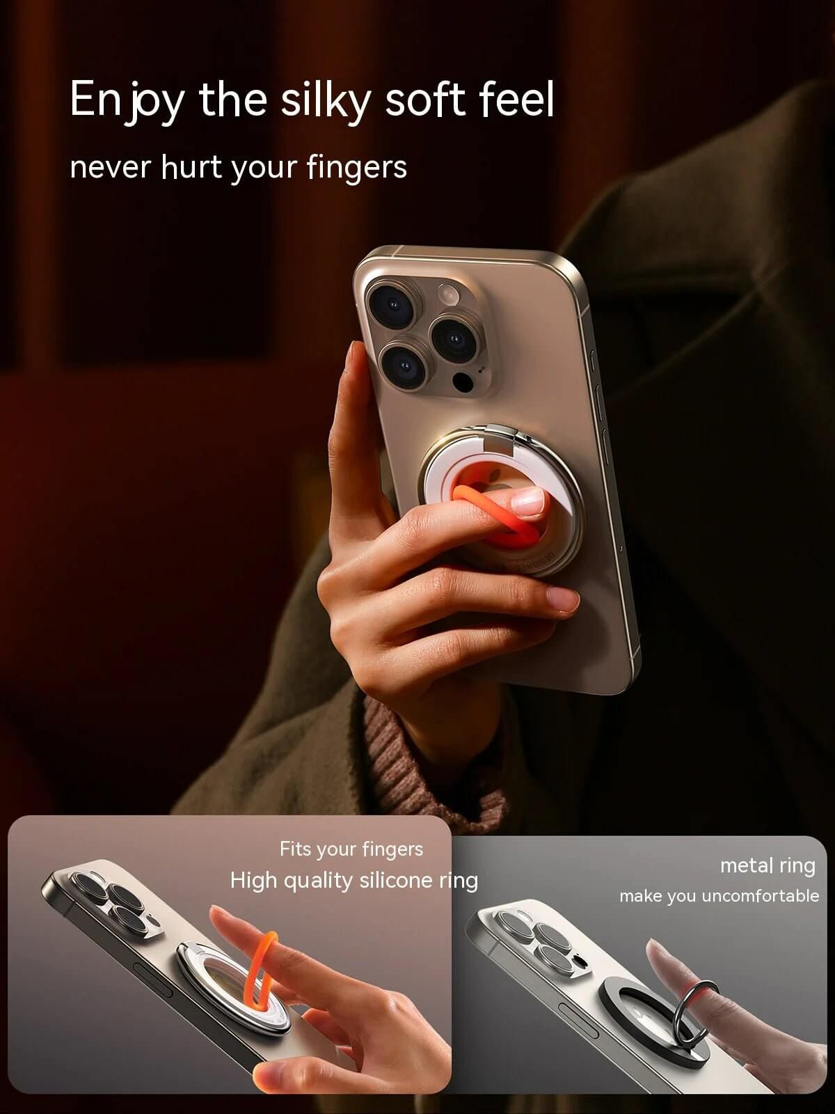 Support de téléphone en silicone avec anneau