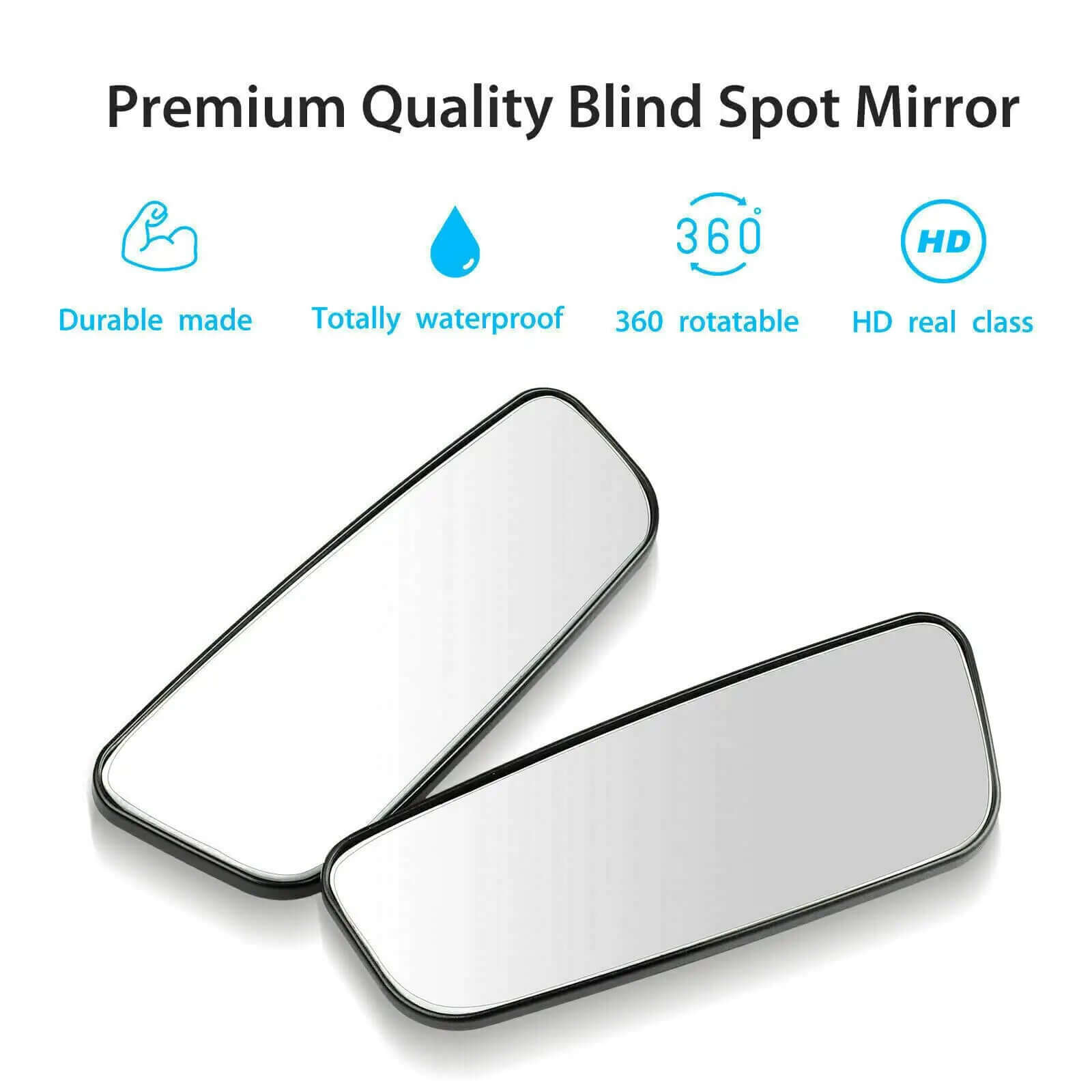 The 2x 360° Stick-On Rear View Auxiliary Blind Spot Mirrors provide an easy and effective solution to eliminate blind spots. Featuring a wide-angle design and 360° adjustable rotation, these mirrors enhance visibility and improve safety while driving.