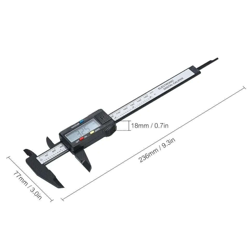 The 6&quot; 150mm Digital Caliper Micrometer is a precision measuring tool designed for accuracy and ease of use. Featuring a clear LCD display, it provides quick and accurate readings in metric or imperial units. This vernier electronic caliper is perfect for measuring inside, outside, depth, and step dimensions, making it ideal for professionals and DIY enthusiasts in engineering, woodworking, and metalworking. Made from durable materials, it ensures long-lasting performance and reliability. 