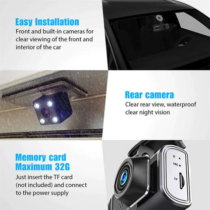 Caméra de tableau de bord à double objectif HD 1080P pour voiture, enregistreur vidéo avant/arrière/intérieur, capteur G 