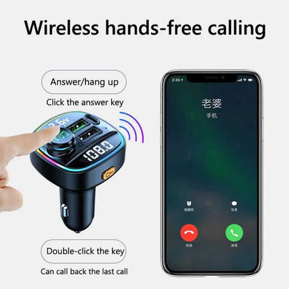 Adaptateur transmetteur FM sans fil Bluetooth 5.0 pour voiture Chargeur USB PD AUX mains libres 