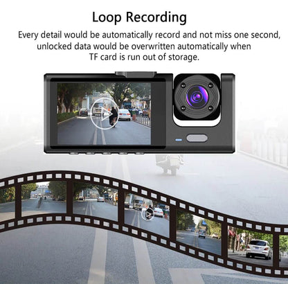 Caméra de tableau de bord à double objectif HD 1080P pour voiture, enregistreur vidéo avant/arrière/intérieur, capteur G 