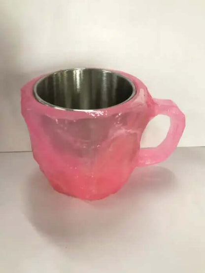 Tazas de café de cristal mineral de resina de 400 ml con asas, elegantes tazas de cristal mineral falso para el lugar de trabajo, decoración del hogar, regalo de Navidad, aparatos de cocina